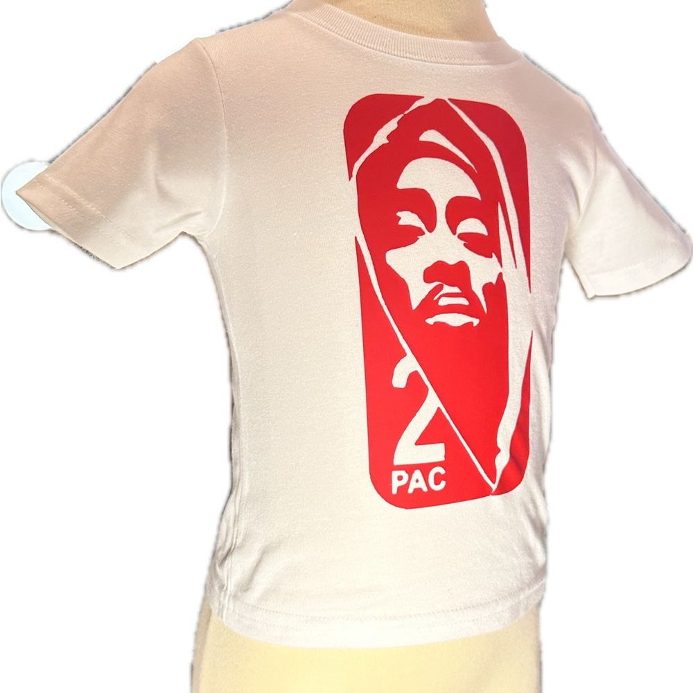 ⚡️Kids White & Red PAC hip-hop Graphic T-Shirt 12M